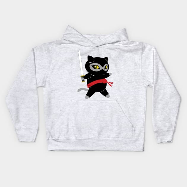 Ninja Cat Swordsman! Kids Hoodie by The Toku Verse